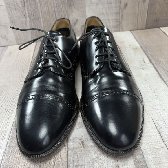 Mezlan Men\'s 8 Derby Oxford Brogue Leather Dress Shoes Cap Toe Lace Up Black main image 9